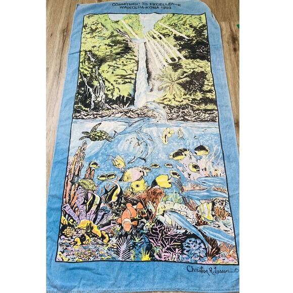 SAAB Beach Towel Ocean waterfall Hawaii By Christian Lassen Kona Made Colombia - Picture 1 of 10